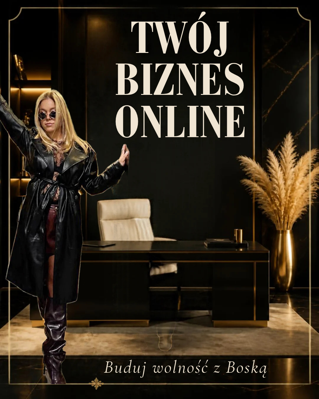 Twój biznes online — Buduj wolność z Boską, grafika projektu
